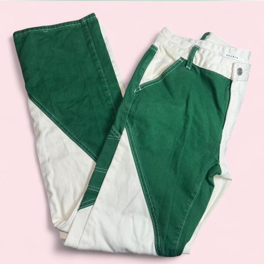 Green and White pacsun Women's Jeans